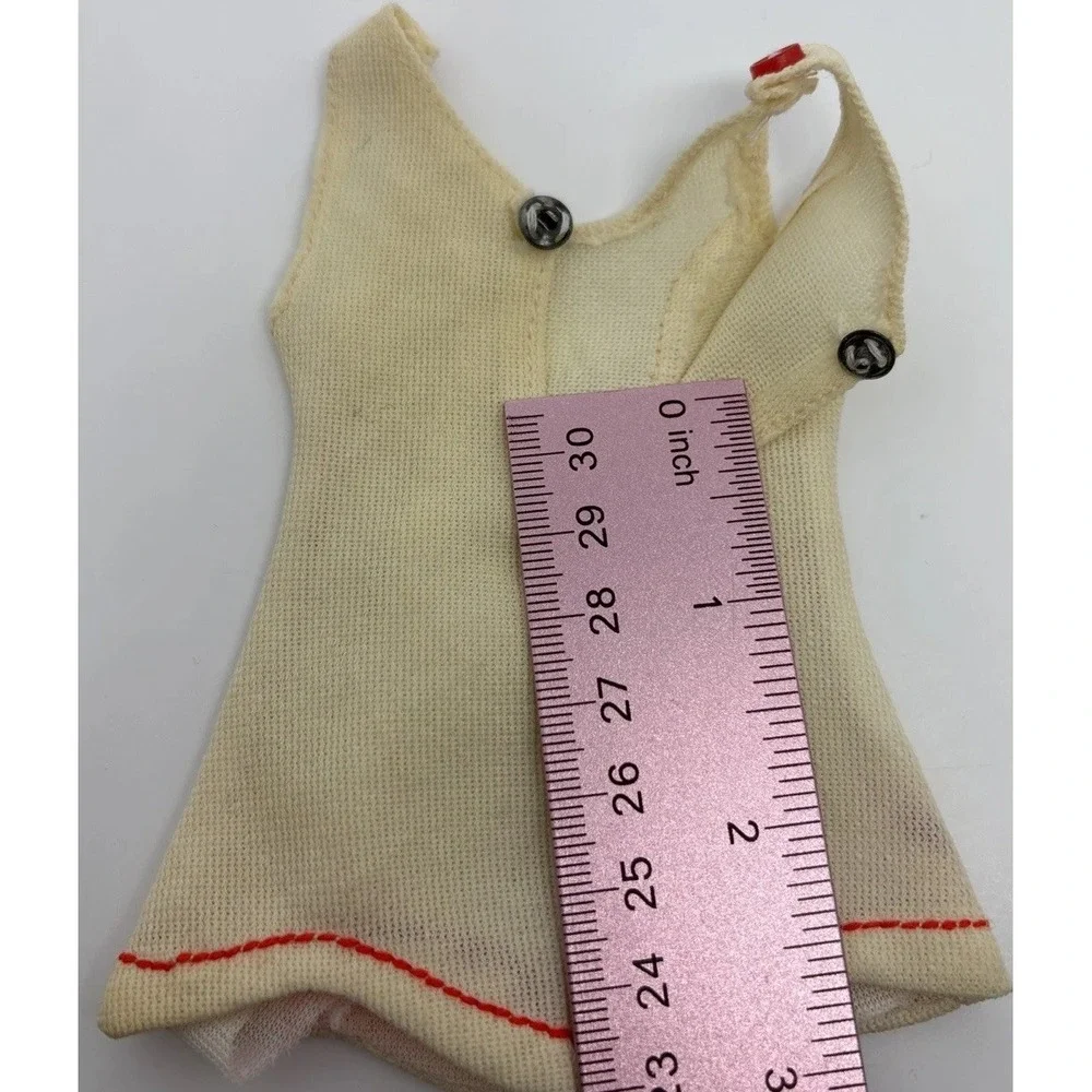 Vintage Barbie Tennis Dress Cream Color 2 Small Decorative Buttons, Snap Closure